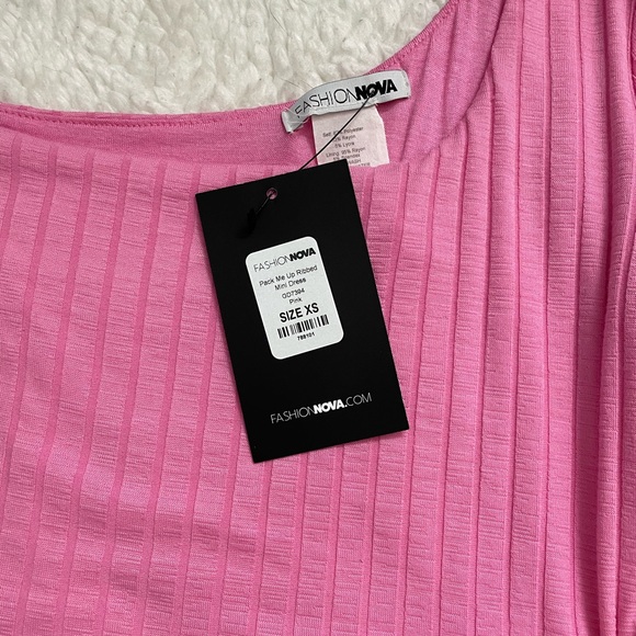 Hot Pink One Shoulder Mini Dress - Picture 4 of 4